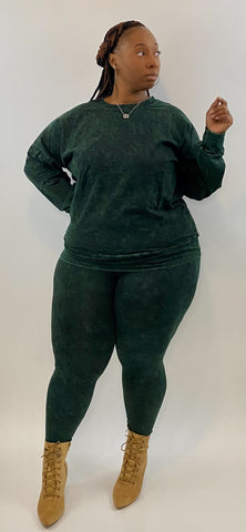 Super Chill Pullover Legging Set | Army Green (Plus Size)