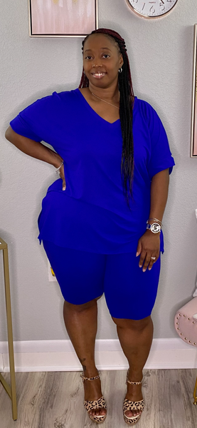 Curves and Chill Biker Short Set | Bright Blue (REGULAR AND PLUS SIZE)