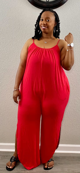 Totally Chill Jumpsuit |  Ruby Red (Regular Size)