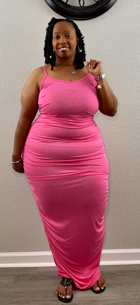 Scrunch Maxi Dress | Barbie Pink (Regular and Plus Size)