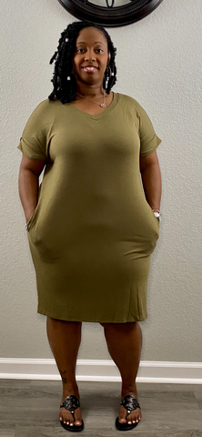 Amanda Dress | Dusty Olive (Regular/ Plus Size)